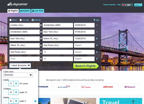 skyscanner multi city flight schedule.